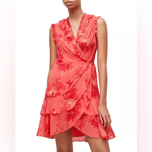 AllSaints Ari Nila Floral-Print Crepe Wrap Dress - Picture 2 of 16